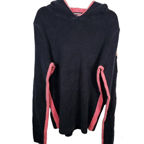 Ralph Lauren Polo Jeans Womens Large RL 67437 Hooded Knit Sweater Shirt Patches - Picture 1 of 8